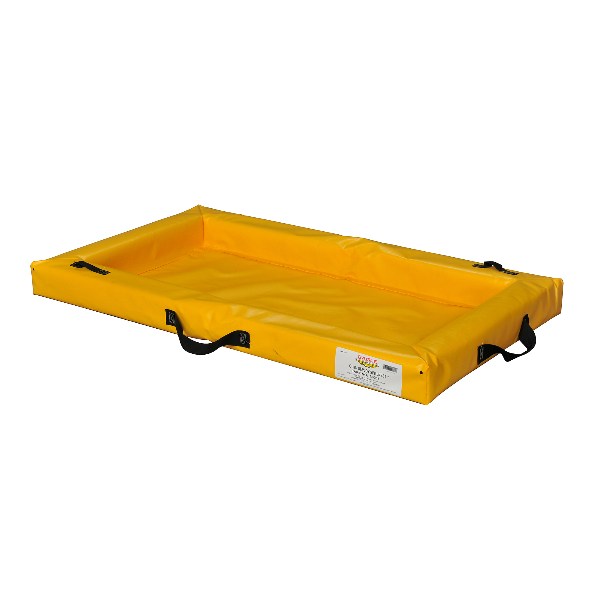 Eagle Spill Containment Berm — 2ft. x 4ft. x 4in., 20-Gallon Capacity, Quik-Deploy SpillNEST, Yellow, Model# T8003